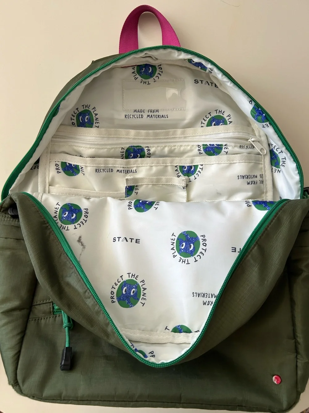 STATE Ripstop Kane Kids Travel Olive Diagonal Zipper Backpack